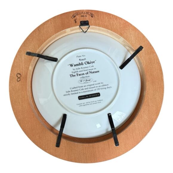 Julie Kramer Cole The Faces of Nature Wambli Okiye 1993 Collector Plate - Picture 2 of 5